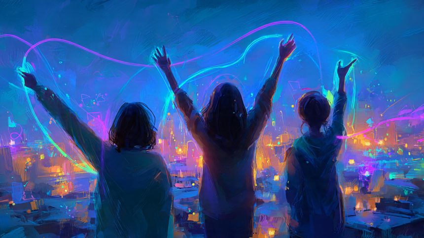 a_digital_painting_of_young_egyptians_drawing حين يصبح الإنسان غاية الاقتصاد