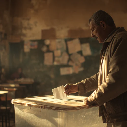 sierradelda2175_A_realistic_photograph_of_an_Egyptian_voter_pla_6f1407fa-0576-4615-be8b-41b4db11ba0f في مسألة غياب الوعي الانتخابي