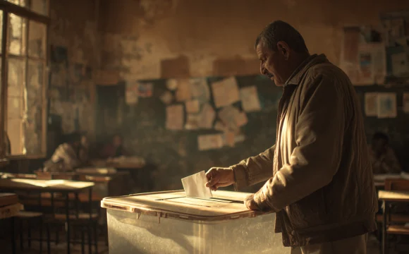 sierradelda2175_A_realistic_photograph_of_an_Egyptian_voter_pla_6f1407fa-0576-4615-be8b-41b4db11ba0f في مسألة غياب الوعي الانتخابي