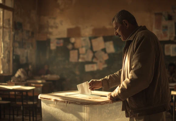 sierradelda2175_A_realistic_photograph_of_an_Egyptian_voter_pla_6f1407fa-0576-4615-be8b-41b4db11ba0f في مسألة غياب الوعي الانتخابي