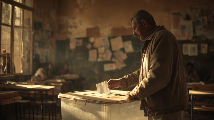 sierradelda2175_A_realistic_photograph_of_an_Egyptian_voter_pla_6f1407fa-0576-4615-be8b-41b4db11ba0f في مسألة غياب الوعي الانتخابي