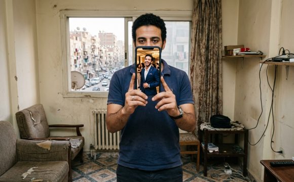 Man_holding_smartphone_showing_p…_202608171511 حين تذوب الحدود بين المُعلَن والمُضْمَر